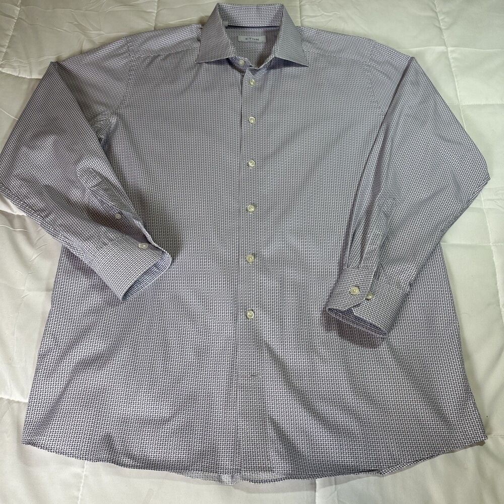 Eton Contemporary Men's 100% Cotton Long Sleeve Dress Shirt Size 42-16.5 Purple